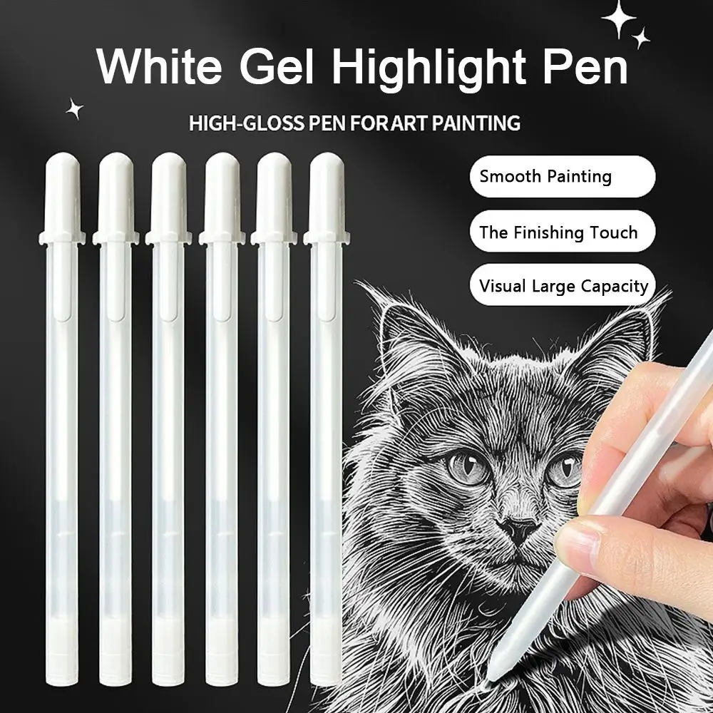New 1.0mm White Gel Pen Waterproof Opaque White Highlight Pen Large Capacity Ink Opaque White Pen Comic Illustration