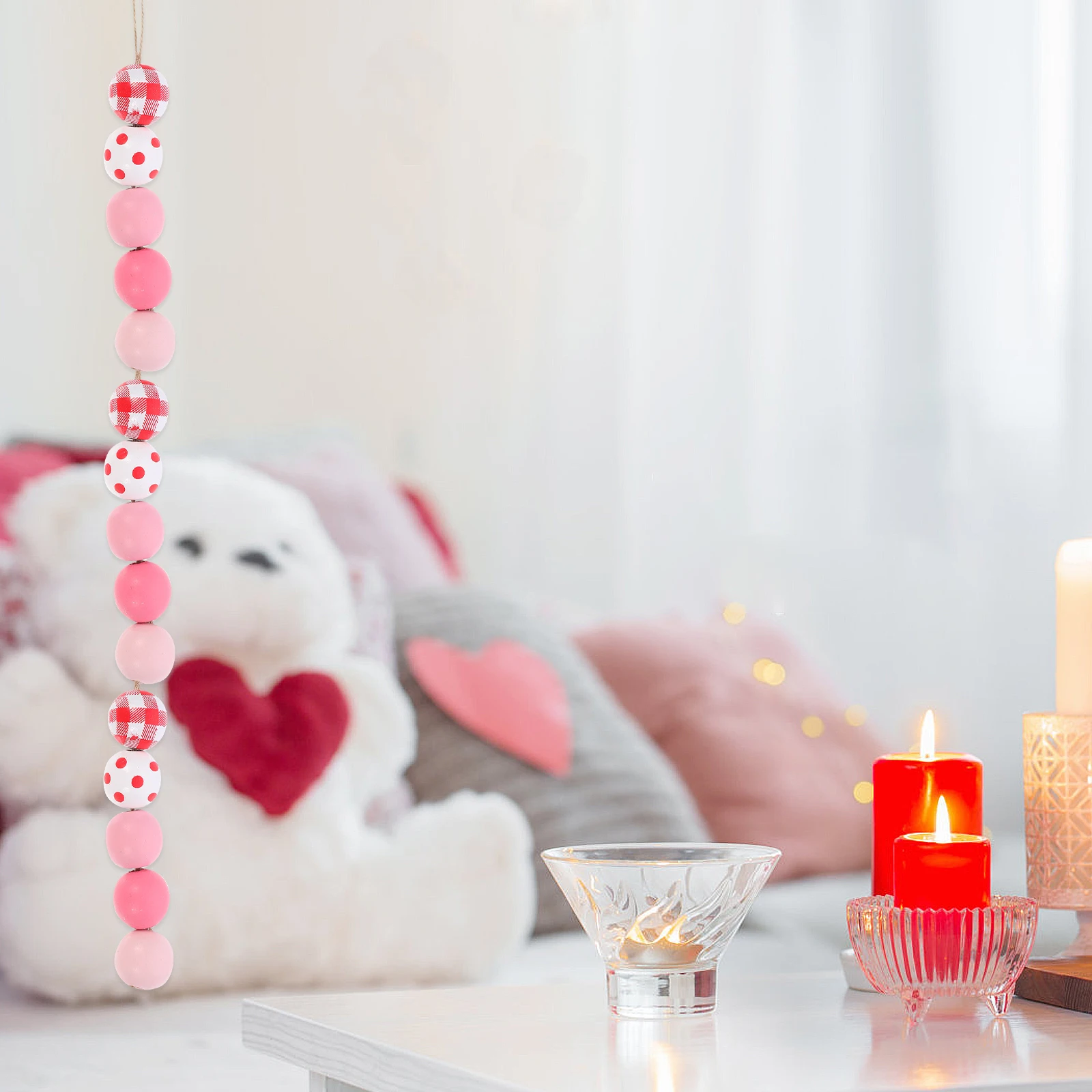 

1Set Round Wood Beads DIY Necklace Bracelet Making Valentine's Day Decor Spacer Beads Garland Making Accessories