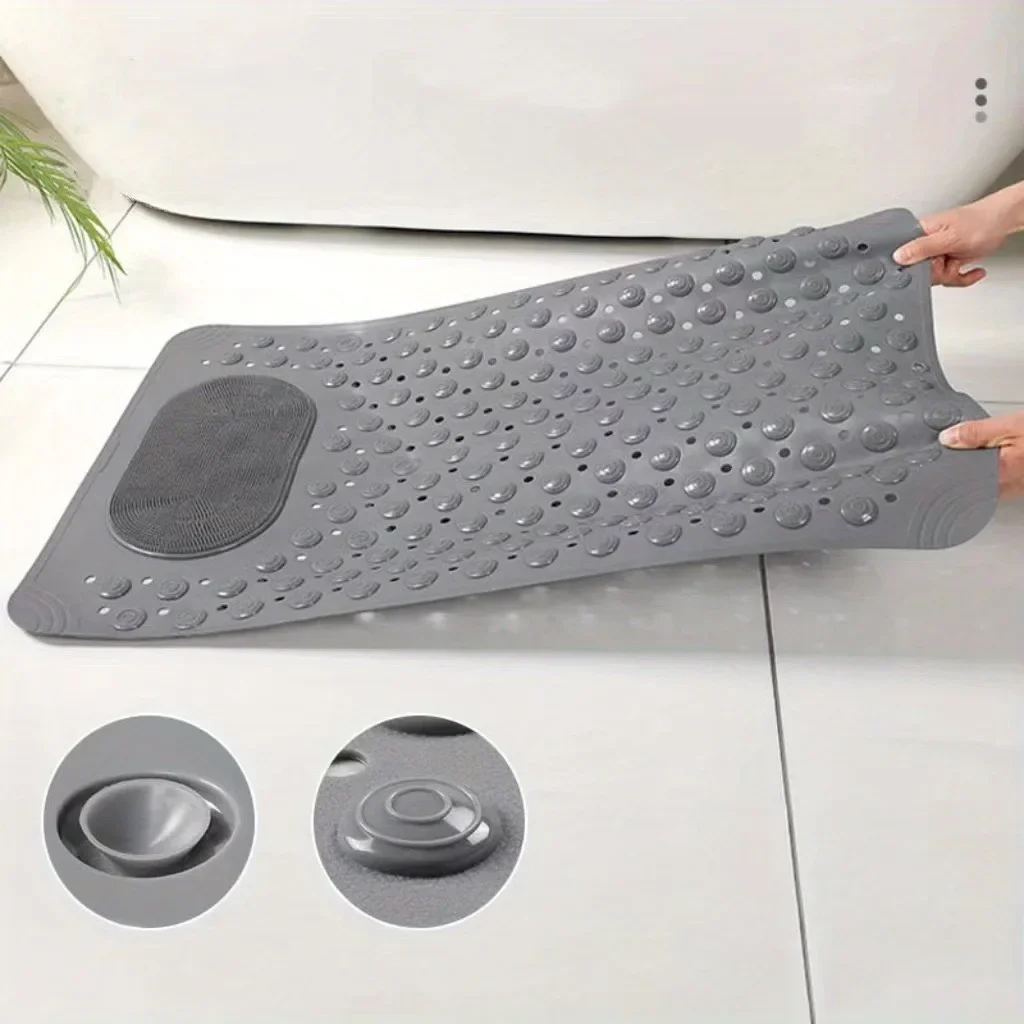 Bathroom Rubber Non-slip Mat Shower Foot Mat with Draining Holes Bathtub Mat Suction Cups Kitchen Area Rugs Home Accessories