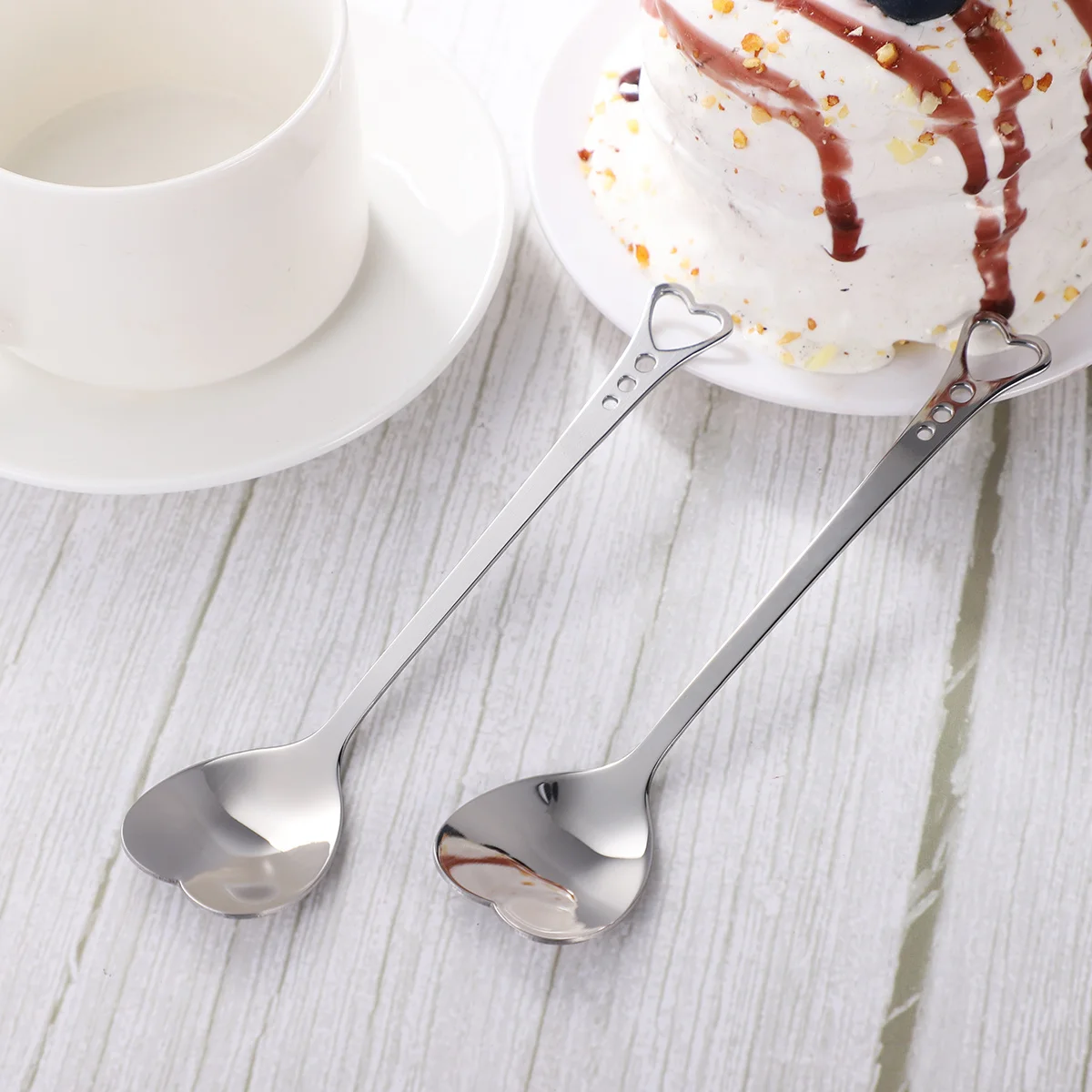 

6Pcs Heart Shape Spoons Premium Alloy Anti Rust Elegant Design for Coffee Tea Dessert Home Office Gift