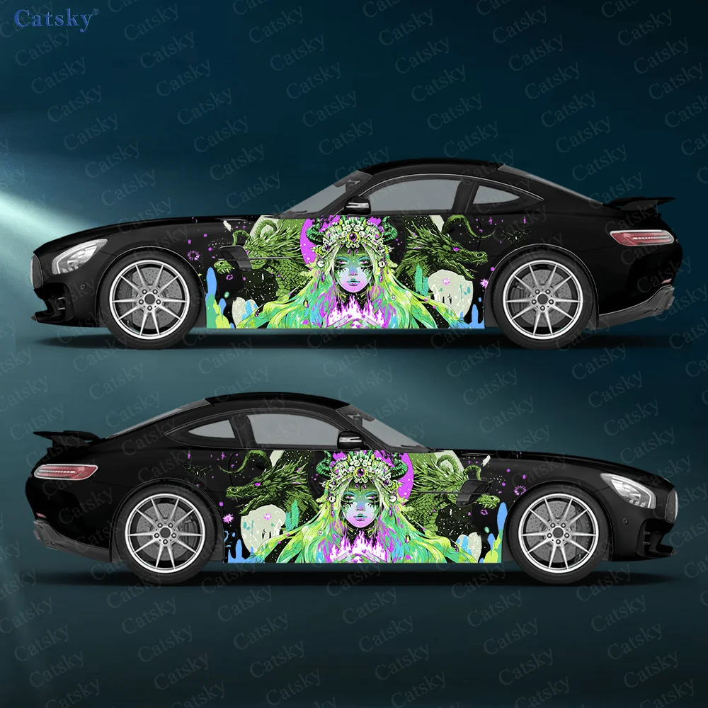 

Colorful Elf Dragon Car Side Sticker Decoration, PVC Waterproof Scratch Resistant Decal, Car Protection, Auto Accessories Gift