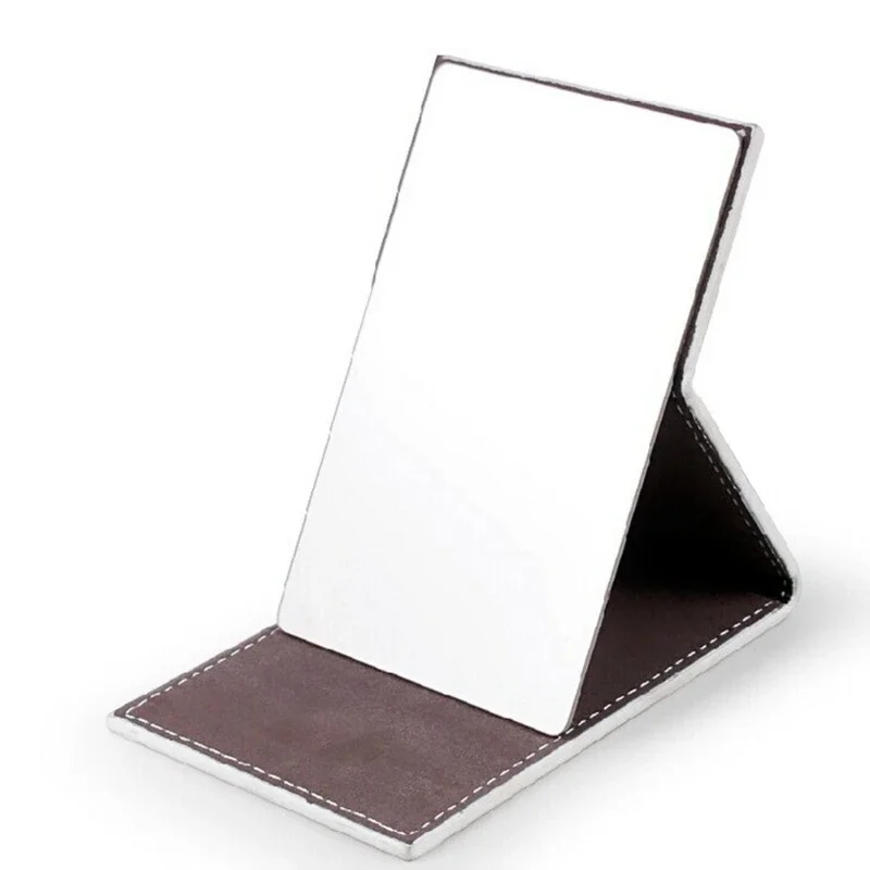 Shatterproof Stainless Steel Ultrathin Folding Travel Mirror Makeup Mirror with PU Leather Case Cover for Personal Use