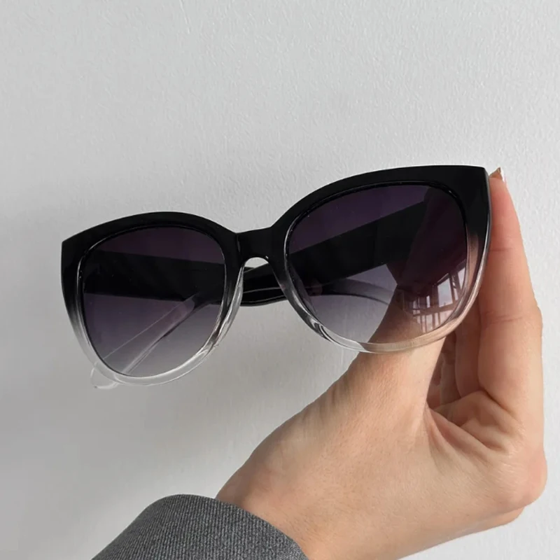 المشي لمسافات طويلة 3 قطعة موضة عين القط مكافحة نظارات الضوء النساء الأرجواني الأبيض التدرج إطار نظارات إطار كبير تصميم ظلال الإناث UV400