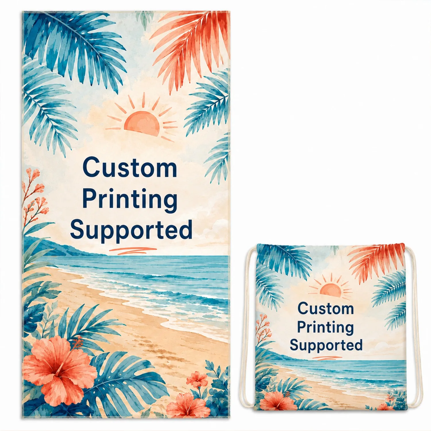 Custom Sublimation Beach Towel Microfiber Bath Towel Personalized Logo Print Shower Towel For Hotel Spa Swimming