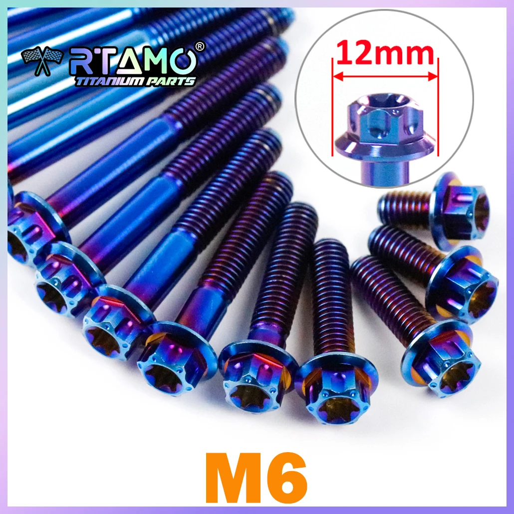RTAMO Gr5 Titanium Bolts M6X10-130mm Torx Gear Head Crankcase Engine Clutch Screws CNC Fasteners