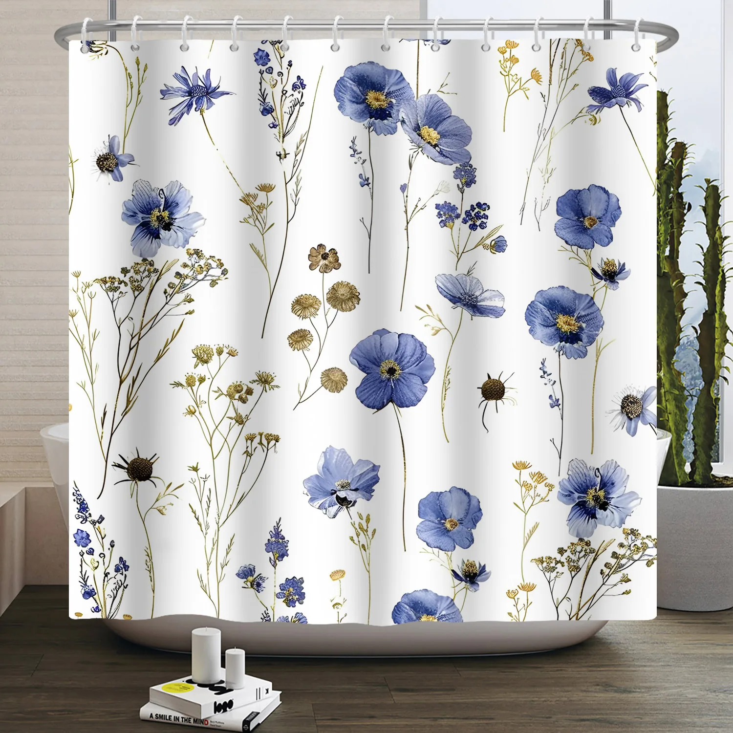 Bathroom Curtain with Fabric 180x180 Colorful Floral Spring Blossom Tree Boho Bathtub Waterproof Shower Curtains With Hooks