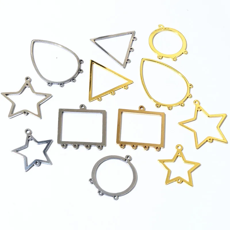 10 szt. Ze stali nierdzewnej w złotym kolorze Charms geometryczne półfabrykaty do tłoczenia DIY porowate złącze naszyjnik kolczyk akcesoria — zdjęcie 3