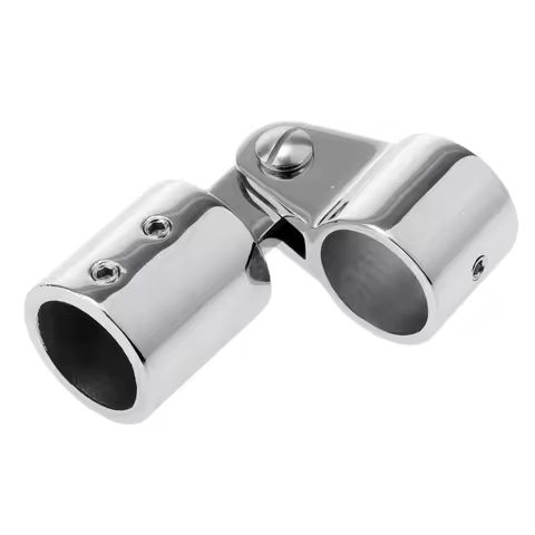 1X Marine Boat Deck Hinge Mount with 1 inch (25mm) Eye End Cap Bimini Top Fitting Stainless -Silver