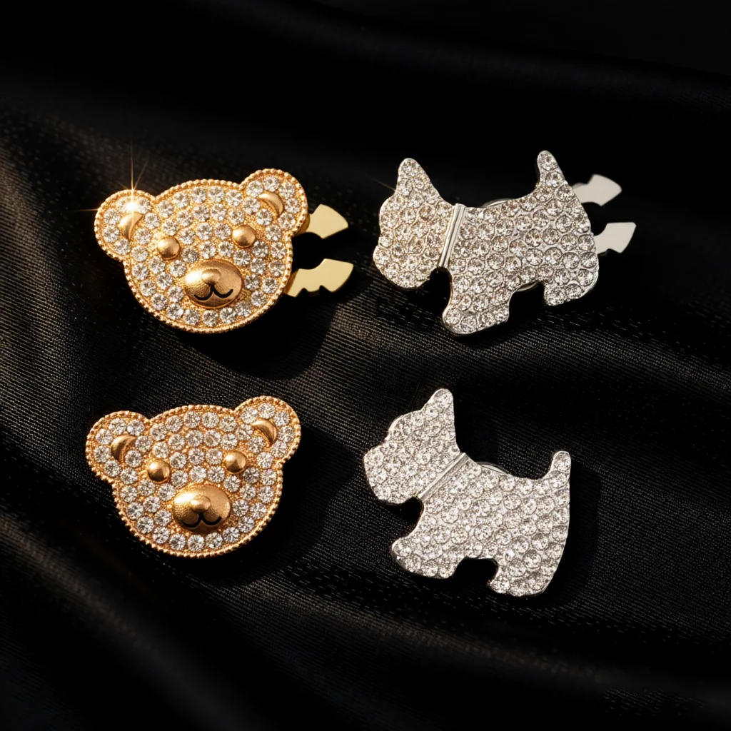 2 Pièces – Nouveaux Cache-Boutons en Cristal de Haute Qualité pour Vêtements DIY, Décoration de Boutons en Alliage pour Chemises et Manches