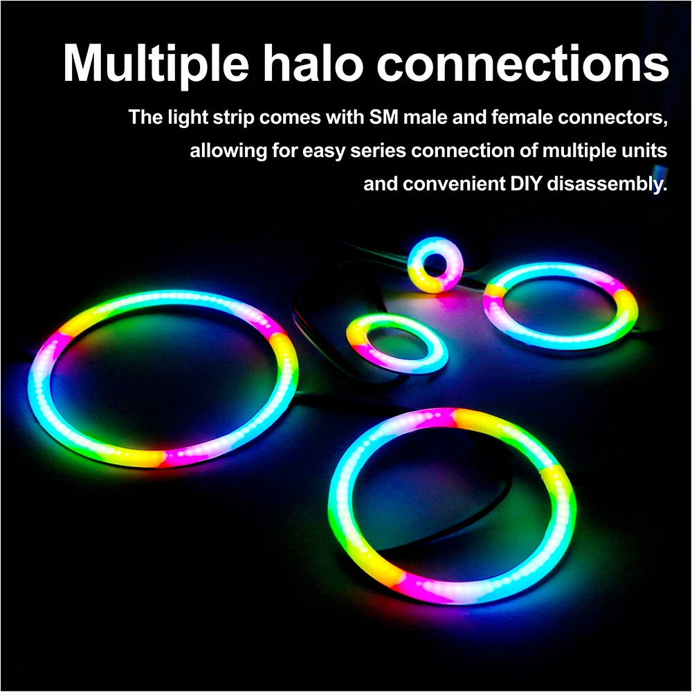 WS2812 RGB COB Ring Light، 27/48/74/96/120 مم قابل للعنونة بشكل فردي مع وحدة IC RGB COB المدمجة، DC5V