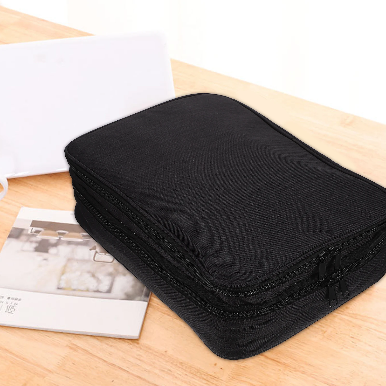 

Multifunctional File ganizer Bag Large Capacity Document Storage Black Passport Travel Business Use Folder Case