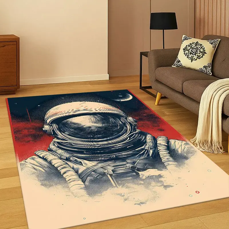 Cartoon Astronaut Universe Spaceman Outer Space Carpet Rug for Bedroom Living Room Sofa Playroom Doormat Home Decor,kid Non-slip