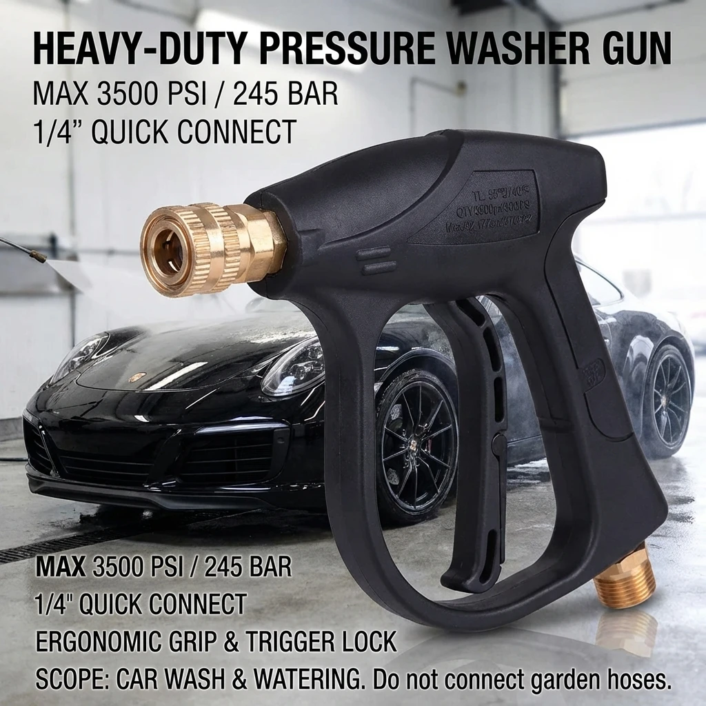 Lightweight Compact High Pressure Washer Gun M22-14&1/4' Quick Connect with 5 Color Nozzles for Car Cleaning