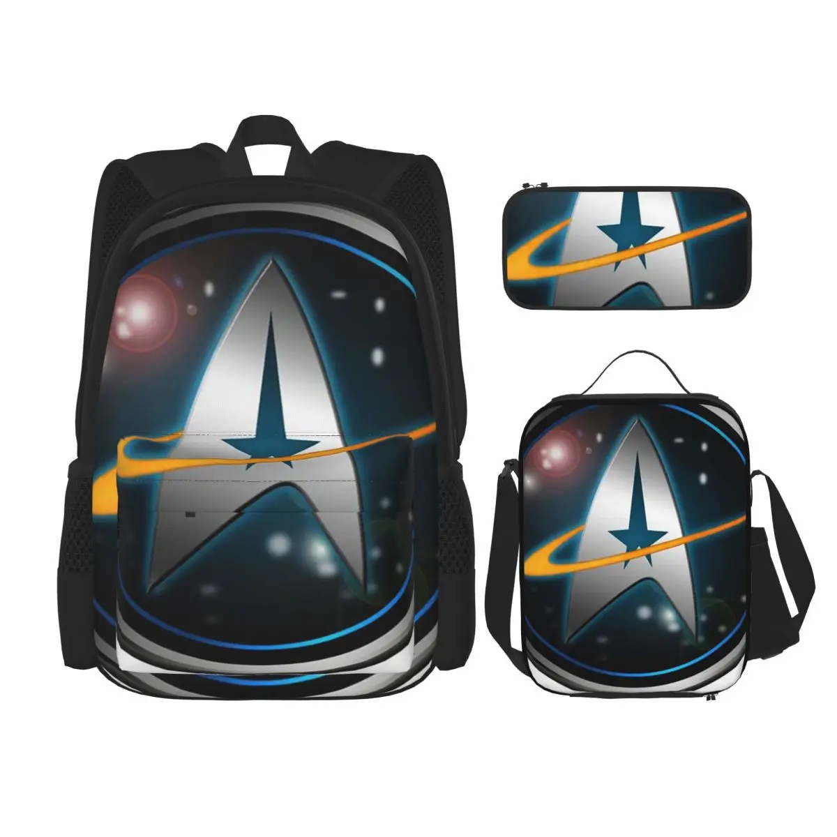 Star Treks Science Fiction TV Series Backpacks Students Bookbag School Bags Rucksack Lunch Bag Pen Bag Three-Piece Set