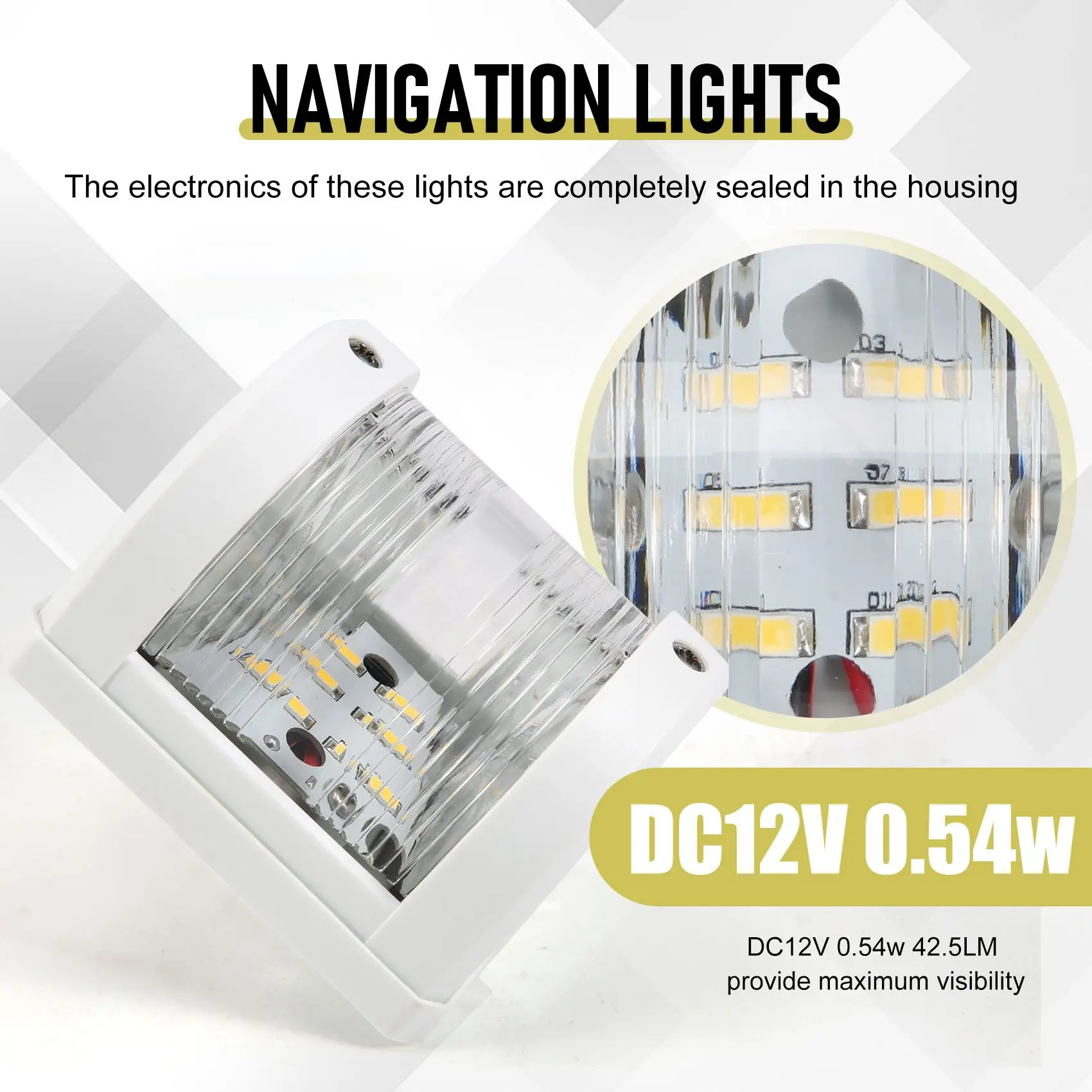 YSS-Boat 12V Navigation Lights White Stern Light Marine Safe Night Sailing Signal Lamp For Fishing Boat Yacht Pontoon
