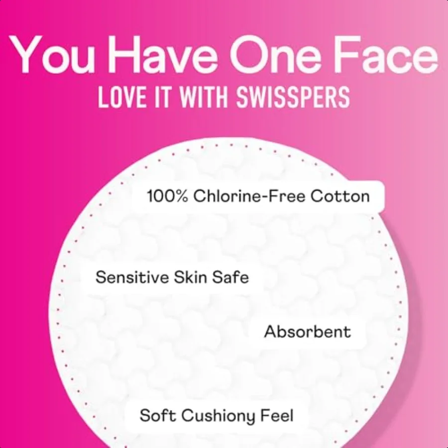 Swisspers – rondes en coton de qualité supérieure, 100 unités, paquet de 3 100 tampons hypoallergéniques doux et absorbants en pur coton pour démaquiller la peau