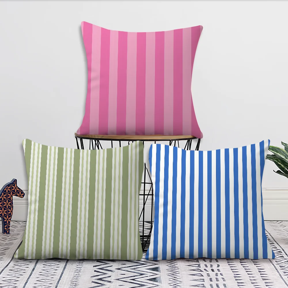 Fashion Stripes Design Art Pink Color Cushion Cover Soft Pillow Case for Sofa Living Room Home Office Decor Protective Covers