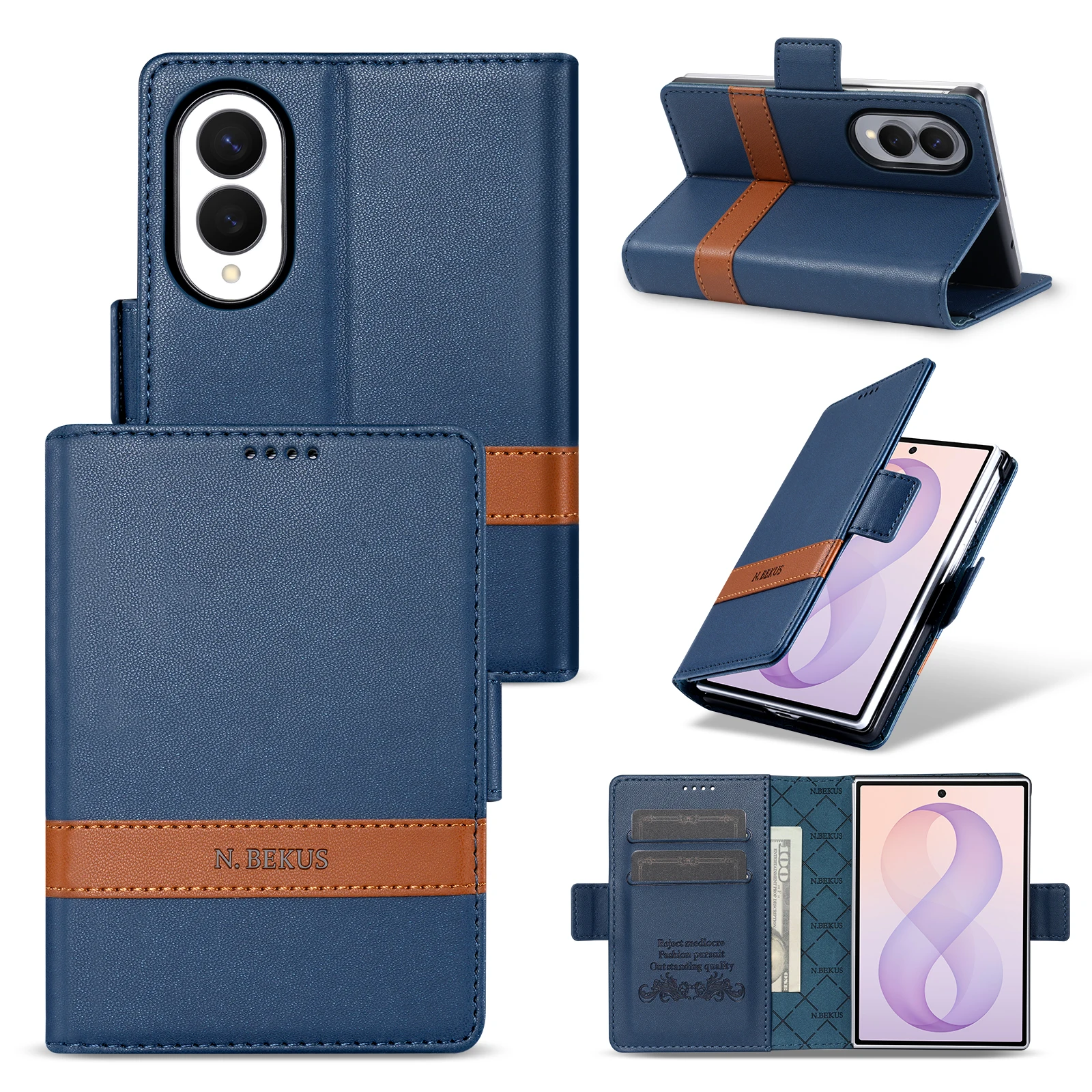 Premium RFID Leder-Geldbörse mit Kartenfächern für Samsung Galaxy Fold 8 Ultra 7 6 5 4 Flip-Ständer-Schutzhülle