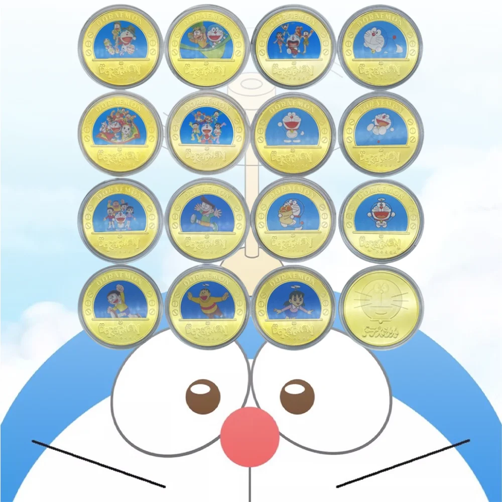 

Doraemon аниме Коллекционный набор памятных монет милый набор значков высокого качества мультяшные сувениры подарок на день рождения оптовая продажа