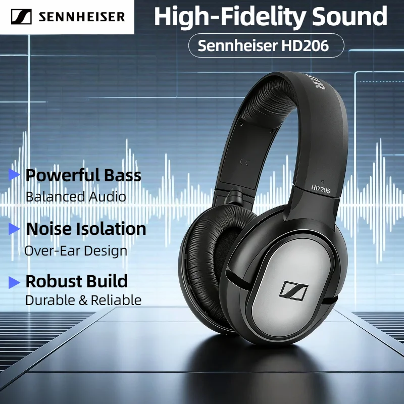 

Профессиональные студийные наушники Sennheiser HD206, накладные, для диджеев, мониторные, Hi-Fi стерео, с глубокими басами, проводные, 3,5 мм аудиоразъем