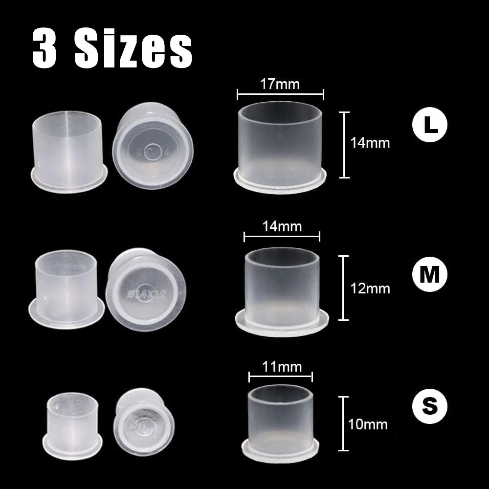500/300/100pcs Disposable Tattoo Ink Cup Caps Plastic Pigment Holder Containers S/M/L Tattoo Ink Caps Holder Tattoo Accessories
