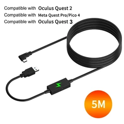 5Gbps Data Transfer Charging Cable USB3.2 Gen1 to Type-C for Oculus Quest 3S Link Cable VR Headset for Quest 3/2 Accessories