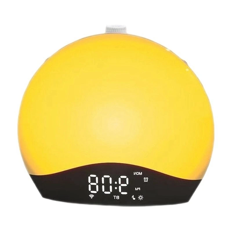 CYCLI-Dimmable Wake-Up Sunrise Alarm Clock Table Clock With 3 Ring 8 Nightlight 26 Sound Sleep Timer Night Light EU Plug
