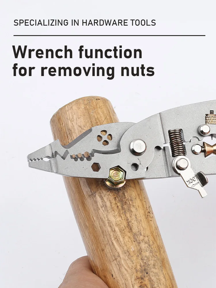 เครื่องตัดและคีมปอกสายไฟคีมสายไฟโลหะแบบมัลติฟังก์ชันตัวดึงที่ถอดสายเคเบิ้ลเครื่องมือมือไฟฟ้าเครือข่าย