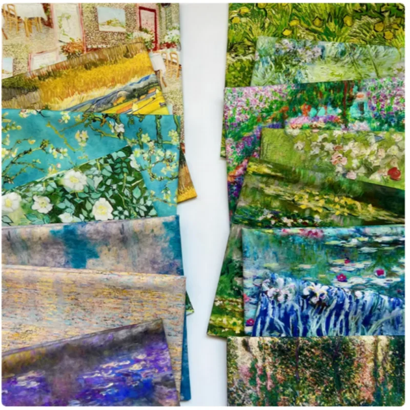 

Retro Oil Painting Print Pure Cotton Fabric, Handmade DIY Table Cloth, Notebook, Garment Sewing Tissue, M20