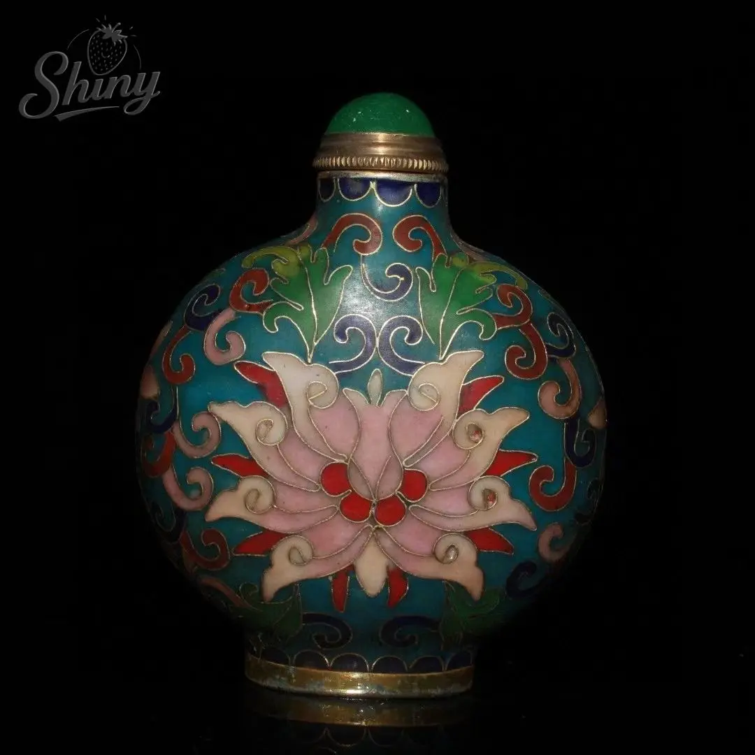 

Antique Copper Gilded Cloisonne Flower Snuff Bottle Home Decoration Accessories Sculpture