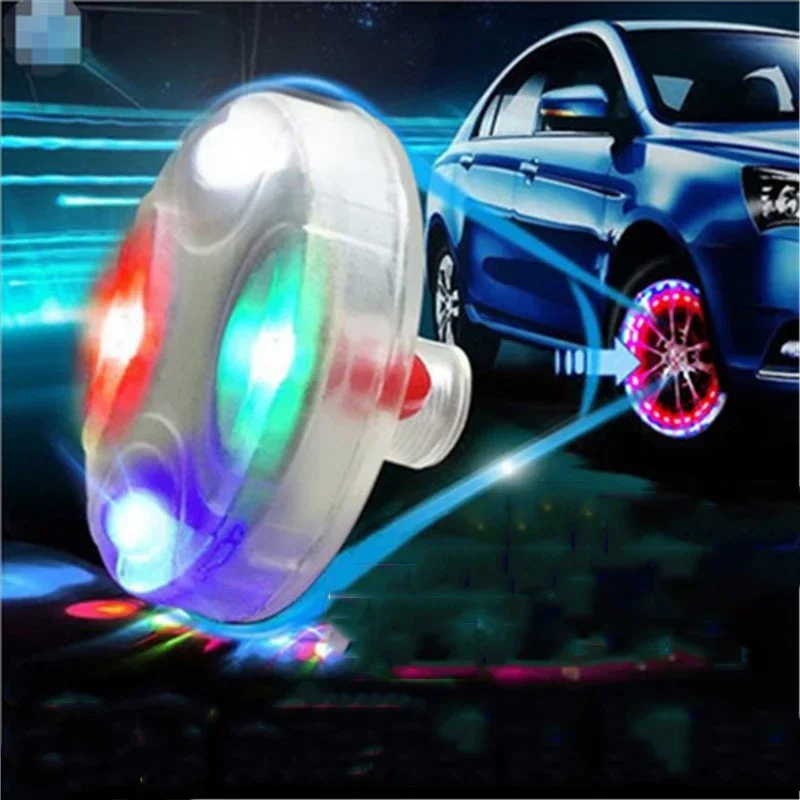 Automobile solar tire valve light motorcycle light LED wheel hub decorative light flashing light rainbow wind and fire wheel