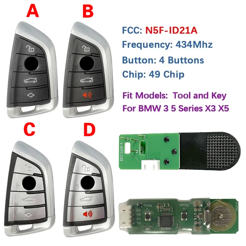 

CNP231 Персональный адаптер BDC3, программатор для добавления ключей с чипом N5F-ID21A 434 МГц 49 для BMW 3 5 серии F48 X5 X6 X7 2016+