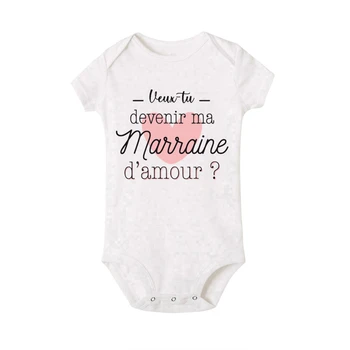 Do You Want To Be ma marraine imprimer bébé barboteuse marraine demande infantile body nouveau-né à manches courtes combinaison enfant en bas âge vêtements 3