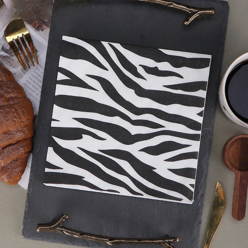 20pcs 33cm 2-Ply New Jungle Zebra Theme Printing Creative Birthday Party Decoration Supplies Disposable Restaurant Hotel Napkins