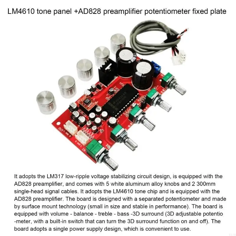 

LM4610 Плата звукового тона предусилителя, потенциометр регулировки громкости, цифровая плата усиления звука для домашнего