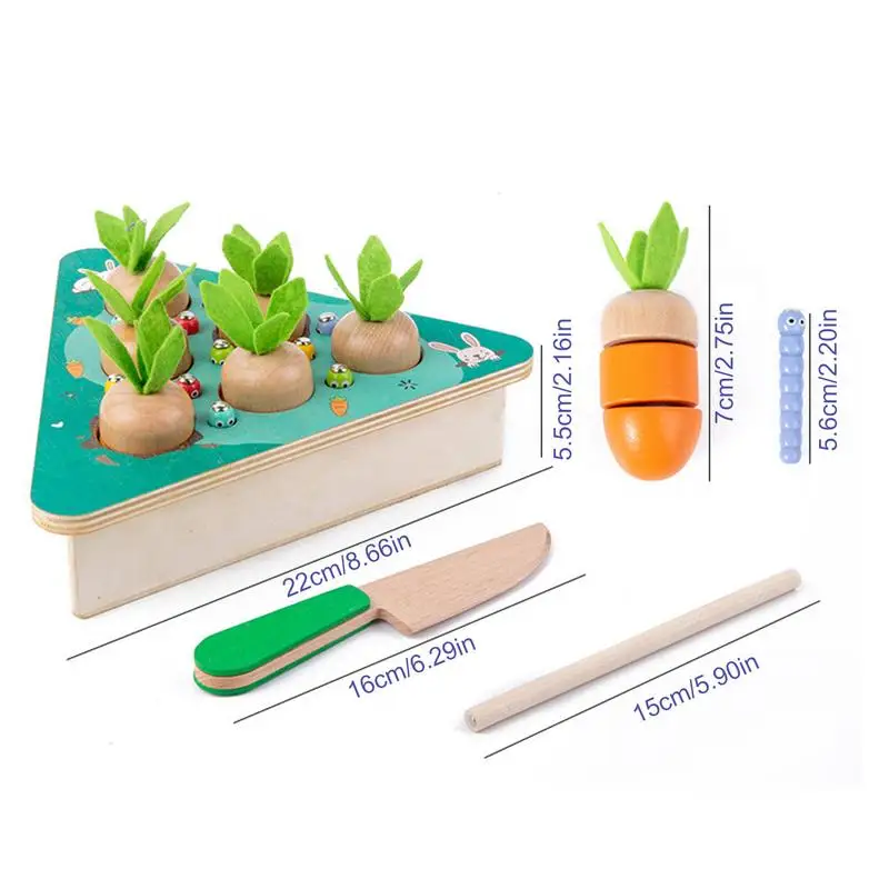 Montessori STEM Learning e Fine Motor Skills Development Toy para Criança, Cenoura Colheita, Fun Worm Educacional