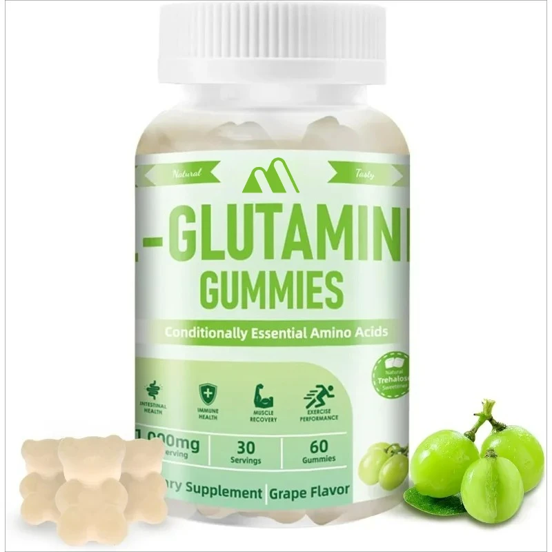 

L-Glutamine Gummies, содержащие трехоза, добавки L-Glutamine поддерживает желобу, повышает иммунитет и здоровье мышц, без ГМО