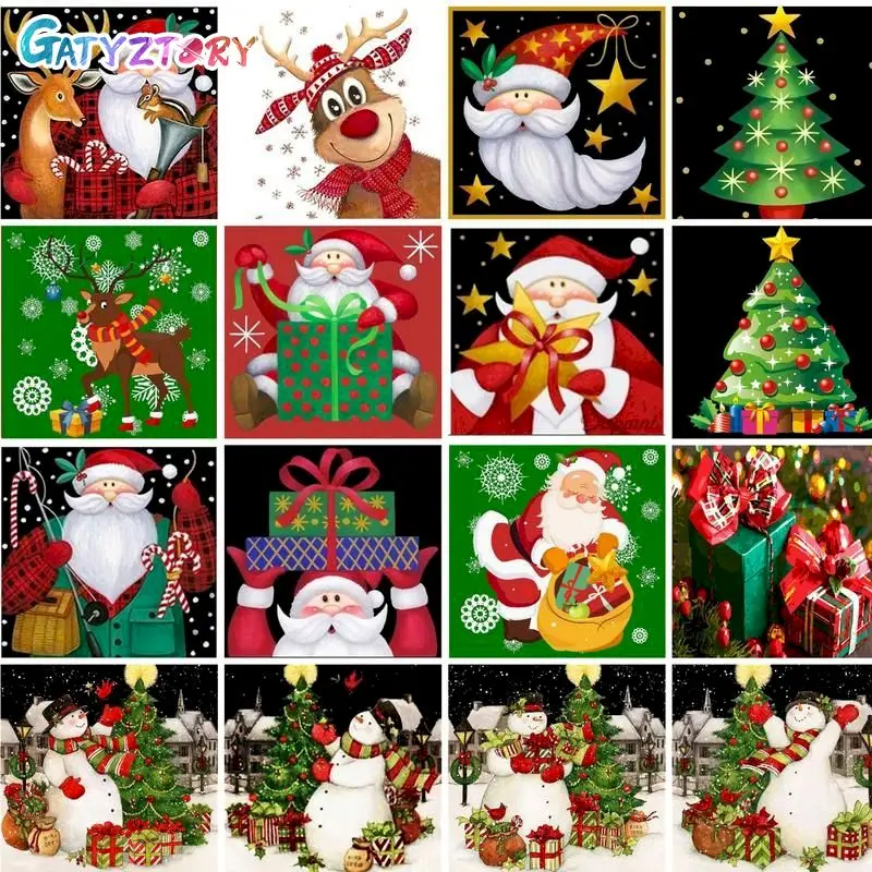 

GATYZTORY Paint By Numbers For Adults Child Christmas Tree DIY HandPainted Oil Painting Landscape Coloring By Number Unique Gift