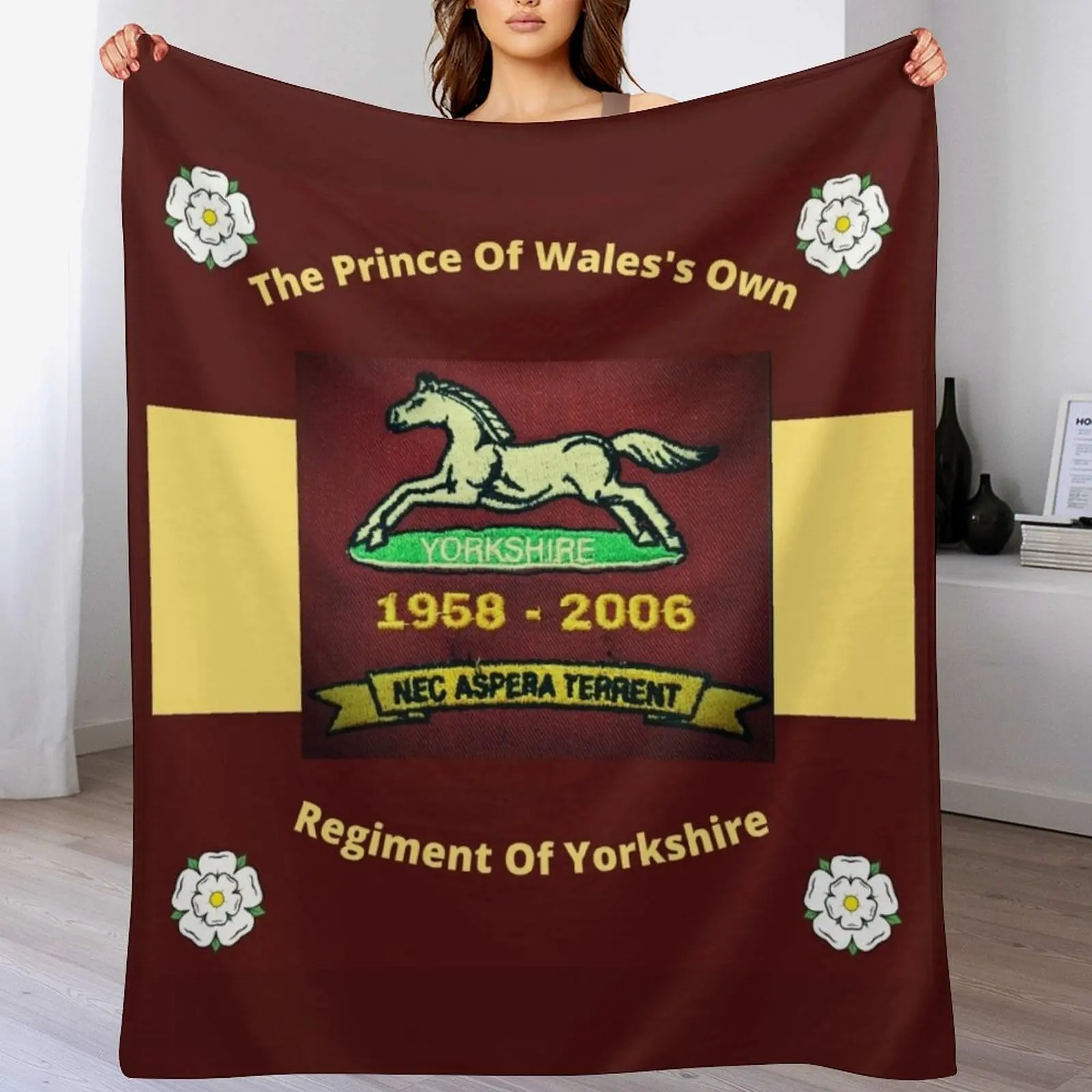 

Remembering The Prince Of Wales's Own Regiment Of Yorkshire Throw Blanket Plaid Flannel Fabric Blankets