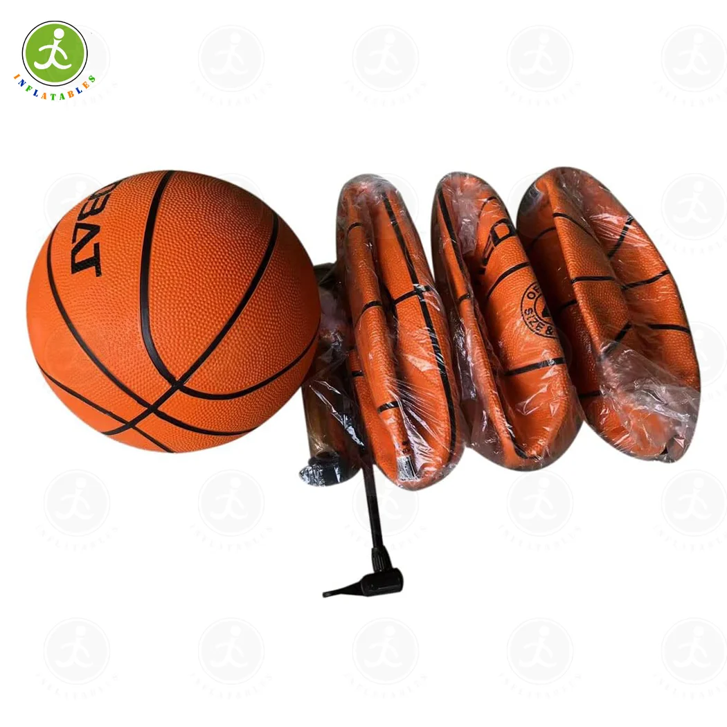 Inflatable Basketball Hoop Shooting Inflatable Party Basketball Interactive Game with 5 Hoops, 4 Balls, Blower, for Birthday Par