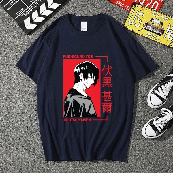 Anime New Fushiguro Toji Pattern Printed T-shirt Teen Fashion Anime Harajuku Shirt Outdoor Street Cool Round Neck Short Sleeve S