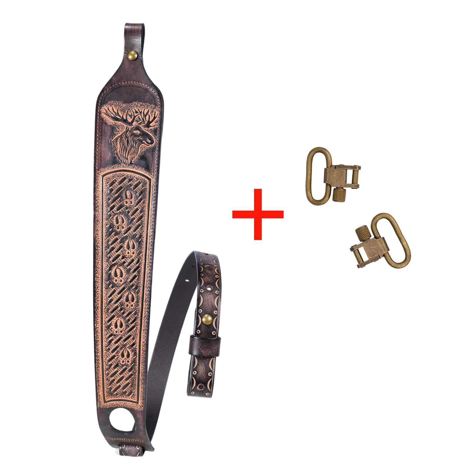Tourbon Vintage Leder Gewehrriemen, Rutschfester Gewehr-Schultergurt, Verstellbare Länge 105cm, Fingerstütze, Jagdzubehör – Detail 17