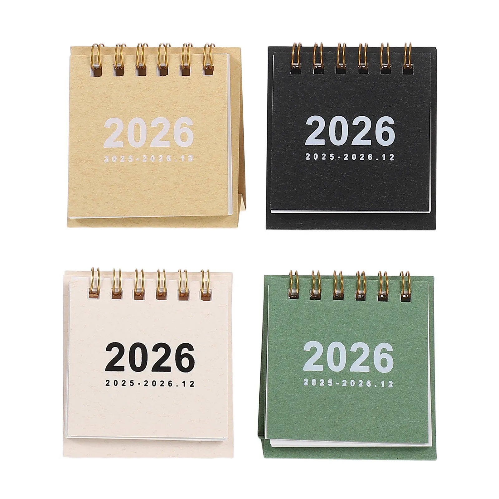 

4Pcs 2025-2026 Compact Desk Calendar Freestanding Tent Style Mini Desktop Calendar Aesthetic Schedule Planner for Workstation