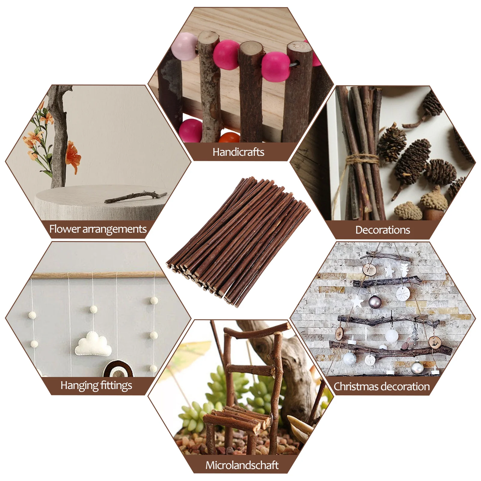 50 Pcs Dry Branch Material Small Logs For Decor Wood Twigs Sticks Dried Vase Artificial Plants