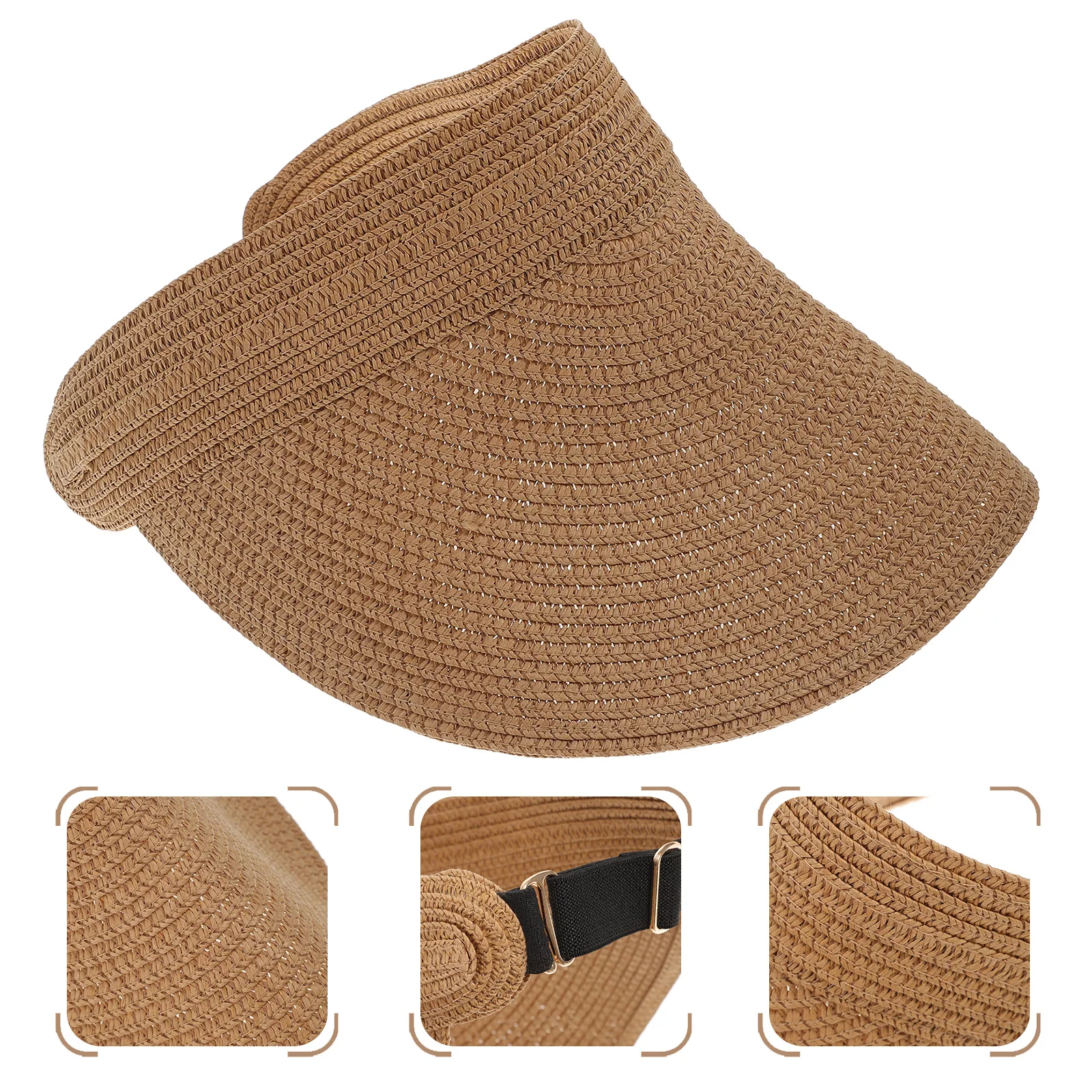 

Women Straw Weaving Visor Beach Travel Summer Sun Hat Durable Uv Protection Sweatproof For Sports Walking Running Tennis Fishing