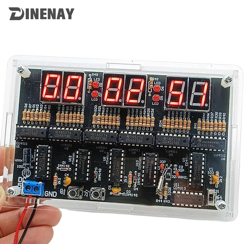 Electronic Clock DIY Kit Parts 6-digit Electronic Clock Teaching Training Welding Production