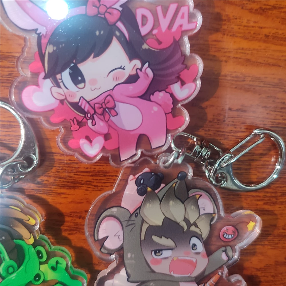 Game OW Reaper Gabriel Reyes Lúcio D.Va JunkRat Cosplay Keychain Badge Accessories Key Chain Cartoon Pendant Xmas Gifts view 3