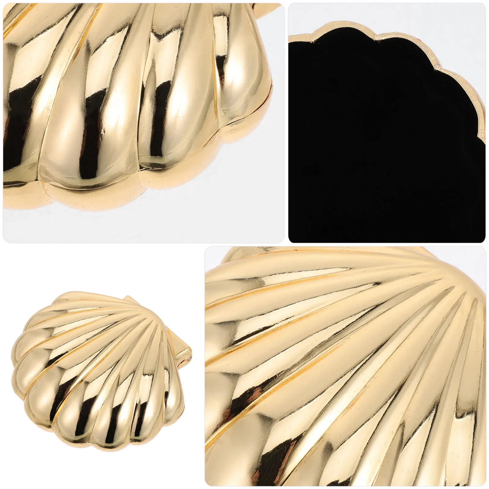 Mini Shell Jewelry Box European Vintage Style Zinc Alloy Clamshell Storage Container for Rings Earrings Necklaces Portable