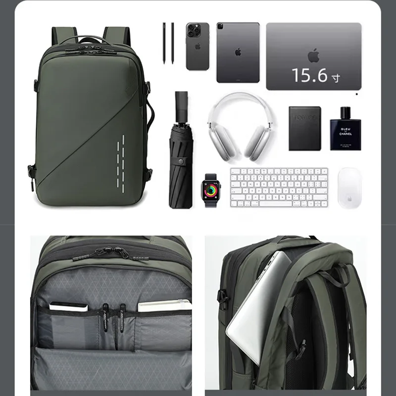 Cross Border Backpack with Large Capacity, Fashionable and Simple Men's Vacuum Compression Bag, Expandable Travel Computer Backp