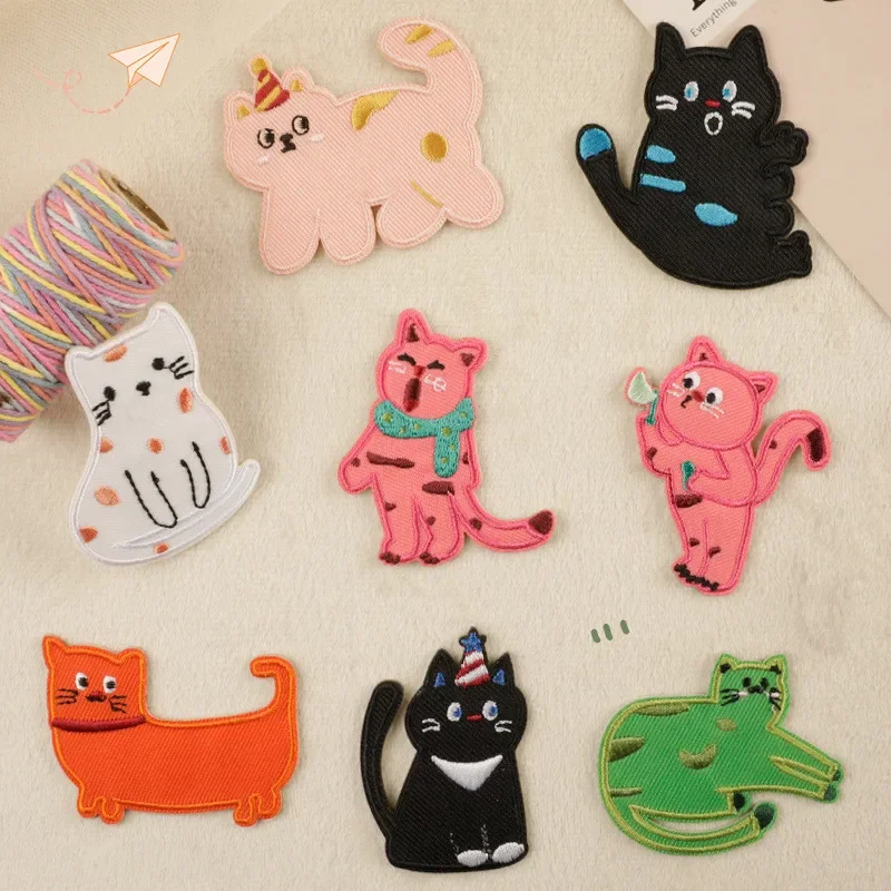 

Cute Little Cat Embroidered Patches Self-adhesive Patches Applique for Clothes,Dress,Hat,bags,Jeans,DIY Accessories